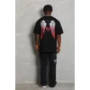 Erkek Baskılı Tişört Kısa Kol Bisiklet Yaka Oversize T-Shirt - Siyah