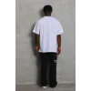 Erkek Düz Yazlık Kısa Kol Tişört Bisiklet Yaka Oversize T-Shirt - Beyaz