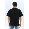 Erkek Düz Yazlık Kısa Kol Tişört Bisiklet Yaka Oversize T-Shirt - Siyah