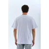Erkek Düz Yazlık Kısa Kol Tişört Bisiklet Yaka Oversize T-Shirt - Beyaz