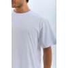Erkek Düz Yazlık Kısa Kol Tişört Bisiklet Yaka Oversize T-Shirt - Beyaz