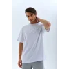 Erkek Düz Yazlık Kısa Kol Tişört Bisiklet Yaka Oversize T-Shirt - Beyaz