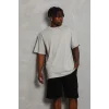 Erkek Düz Yazlık Kısa Kol Tişört Bisiklet Yaka Oversize T-Shirt - Gri