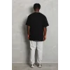 Erkek Düz Yazlık Kısa Kol Tişört Bisiklet Yaka Oversize T-Shirt - Siyah