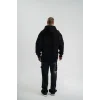 Erkek 3 İplik Pamuklu Oversize Kapüşonlu Nakışlı Hoodie SweatShirt - Siyah