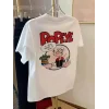 Erkek T-Shirt Oversize Kısa kol Tişört Popeye Baskılı - Beyaz
