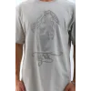 ERKEK Tişört TAŞ Detaylı Bisiklet Yaka  Kısa kol T-Shirt - Gri