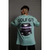 Erkek Oversize Tişört Golf GTI Retro Araba Baskılı T-shirt - Mint Yeşili