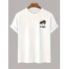 Erkek Tişört Palmiye Baskılı Bisiklet Yaka Kısa Kol T-Shirt - Beyaz
