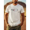 Erkek Sarj %1 Baskılı T-Shirt Kısa Kol Bisiklet Yaka Regular Fit Tişört - Beyaz