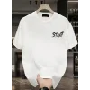Erkek Kısa Kol Yazlık Tişört Bisiklet Yaka Baskılı Oversize T-Shirt - Beyaz