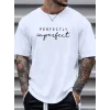 Erkek PERFECTLY Baskılı Tişört Bisiklet yaka yazlık Kısa Kol t-shirt - Beyaz