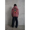 Erkek 3 İplik Pamuklu Kapüşonlu Baskılı Cepli Oversize Sweatshirt Hoodie - Gül Kurusu