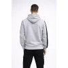 Erkek Şeritli Kapüşonlu Oversize Sweatshirt 3 iplik Pamuklu hoodie - Beyaz