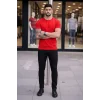 Erkek T-Shirt Bisiklet Yaka Slim Fit dar kesim Likralı Tişört Günlük Basic Body - Kırmızı