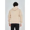 Erkek 3 İplik Pamuklu Kapüşonlu Tam Fermuarlı Cepli Hoodie Sweatshirt - Bej