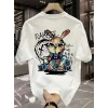 Erkek T-shirt Tavşan Baskılı Kısa Kollu Tişört - Beyaz