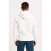 Erkek 3 İplik Pamuklu Kapüşonlu Kanguru Cepli SweatShirt hoodie - Beyaz