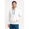 Erkek 3 İplik Pamuklu Kapüşonlu Kanguru Cepli SweatShirt hoodie - Beyaz
