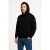 Erkek 3 İplik Pamuklu Kapüşonlu Kanguru Cepli SweatShirt hoodie - Siyah