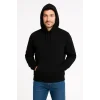 Erkek 3 İplik Pamuklu Kapüşonlu Kanguru Cepli SweatShirt hoodie - Siyah