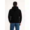 Erkek 3 İplik Pamuklu Kapüşonlu Kanguru Cepli SweatShirt hoodie - Siyah