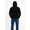 Erkek 3 İplik Pamuklu Kapüşonlu Kanguru Cepli SweatShirt hoodie - Siyah