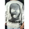 Erkek 3 iplik pamuklu Kışlık Bisiklet Yaka Baskılı SweatShirt - Beyaz