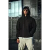 Erkek 3 İplik Pamuklu Kapüşonlu Basic SweatShirt Hoodie - Siyah