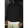 Erkek 3 İplik Pamuklu Kapüşonlu Basic SweatShirt Hoodie - Siyah
