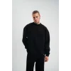 Erkek Uzun Kol Bisiklet Yaka 3 iplik Pamuklu Kışlık SweatShirt - Siyah