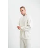 ERKEK 3 İplik Pamuklu Bisiklet Yaka Yıkamalı SweatShirt - Beyaz