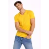 Erkek Body T-shirt V Yaka Slim Fit Likralı Kısa kol Tişört - Limon