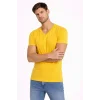 Erkek Body T-shirt V Yaka Slim Fit Likralı Kısa kol Tişört - Limon