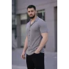 Erkek Waffle Kumaş Açık Yakalı Düğmeli Regular Fit Gömlek 2’li Set Lacivert-Gri