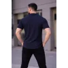 Erkek Waffle Kumaş Açık Yakalı Düğmeli Regular Fit Gömlek 2’li Set Lacivert-Gri