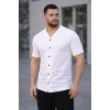 Erkek Waffle Kumaş Açık Yakalı Düğmeli Regular Fit Gömlek 2’li Set Siyah-Beyaz