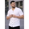 Erkek Waffle Kumaş Yazlık Yakalı Kısa Kol Düğmeli Gömlek 3’lü Set Siyah-Beyaz-Gri