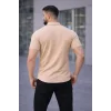 Erkek Waffle Kumaş Kısa Kollu Düğmeli Açık Yaka Regular Fit Gömlek - Bej