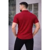 Erkek Waffle Kumaş Kısa Kollu Düğmeli Açık Yaka Regular Fit Gömlek - Kırmızı