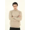 Erkek Yarım Balıkçı Yaka Triko Kazak - Bej