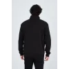 Erkek Yarım Fermuarlı Baskılı 3  iplik pamuklu sweatshirt - Siyah