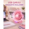 Gece Lambası Özellikli Şarjlı Mini Masaüstü Fan