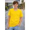Genç Erkek Çocuk V Yaka Tişört Yazlık Model Günlük Basic Body - Sarı