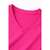 Genç Kız Çocuk V Yaka Tişört Yazlık Model Günlük Basic Body - Pembe