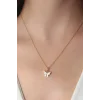 Gold Beyaz Renk Kelebek Figür Kadın Kolye