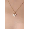 Gold Beyaz Renk Kelebek Figür Kadın Kolye