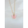 Gold Kaplama Pembe Sedefli Kelebek Kolye