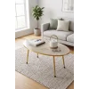 Gold Metal Oval Orta Sehpa Krem