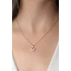 Gold Pembe Renk Kelebek Figür Kadın Kolye